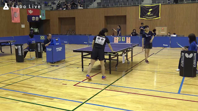 田中 咲子 淑徳大学 対 岩田 明峰 朝日大学 令和元年度 第回 全日本大学総合卓球選手権大会 団体の部 女子 第２戦 Labolive